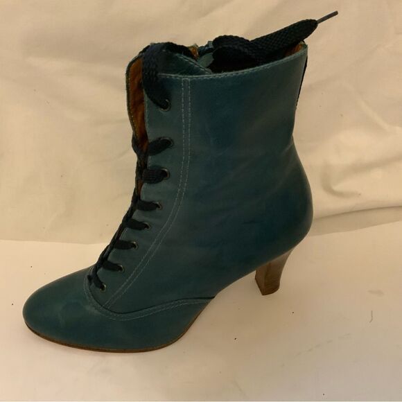 Marc Jacobs Green Lace-Up Ankle Boots Corset Lace 36.5 US 6.5 made in Italy - Picture 1 of 12